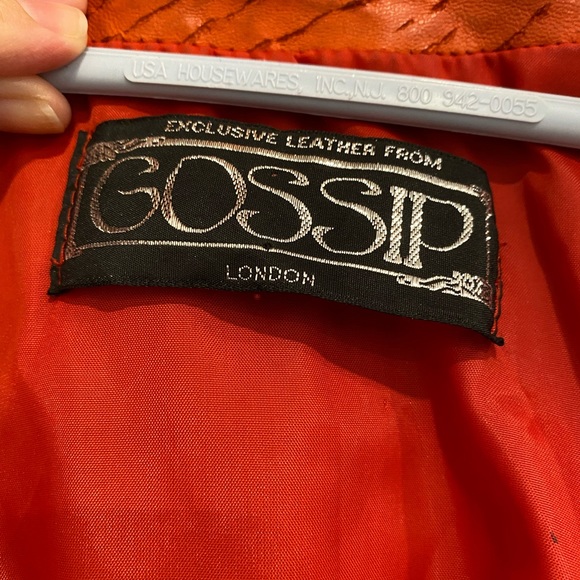 *Rare* VTG 80s Leather Jacket Dolman Sleeve by Gossip in Orange-Red - Picture 2 of 10